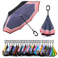 Top quality striped reverse parasol inverted umbrella for outdoor